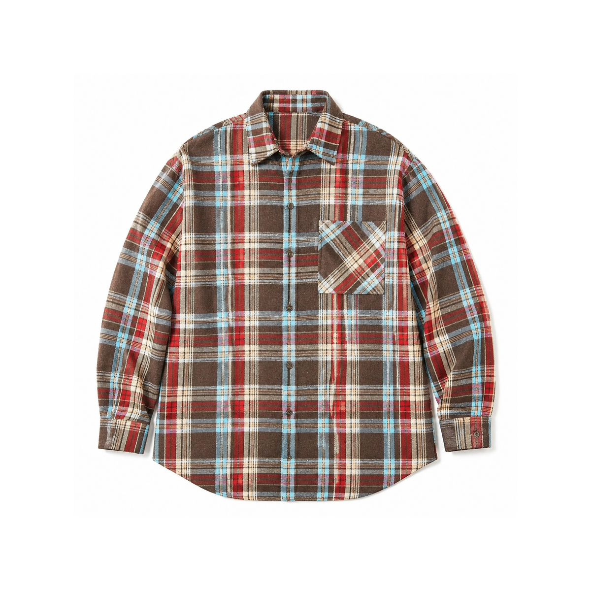 Plaid Button-Up Long Sleeve Shirt