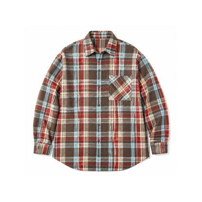 Plaid Button-Up Long Sleeve Shirt