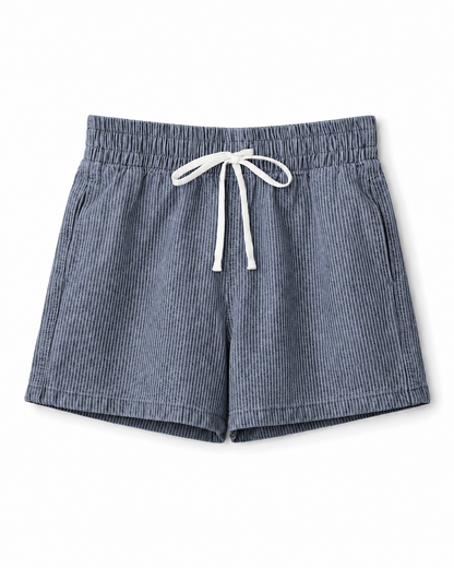 Drawstring Striped Shorts - Dusty Blue