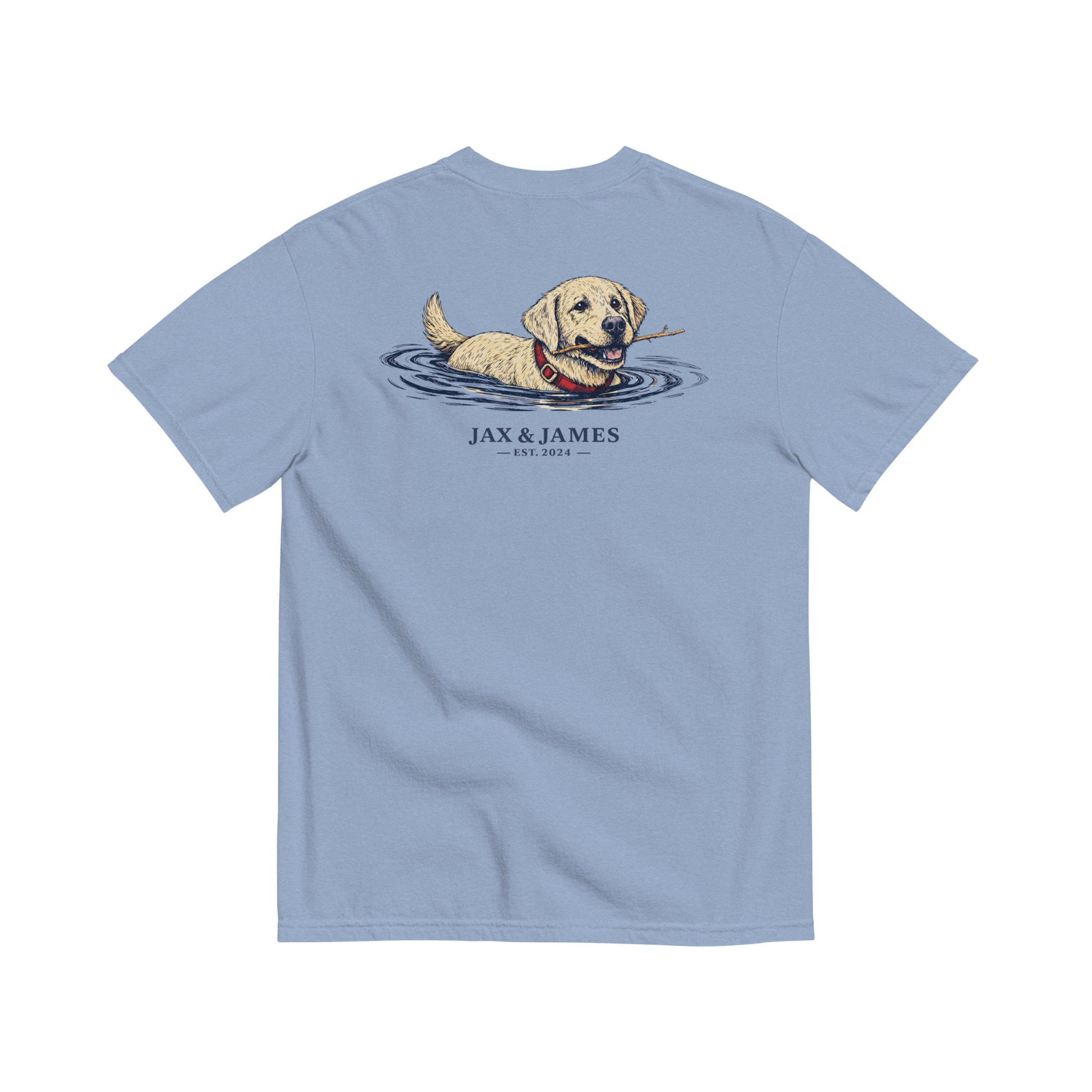 Jax and James Labrador Lake Tee Washed Denim Southern Lifestyle Apparel