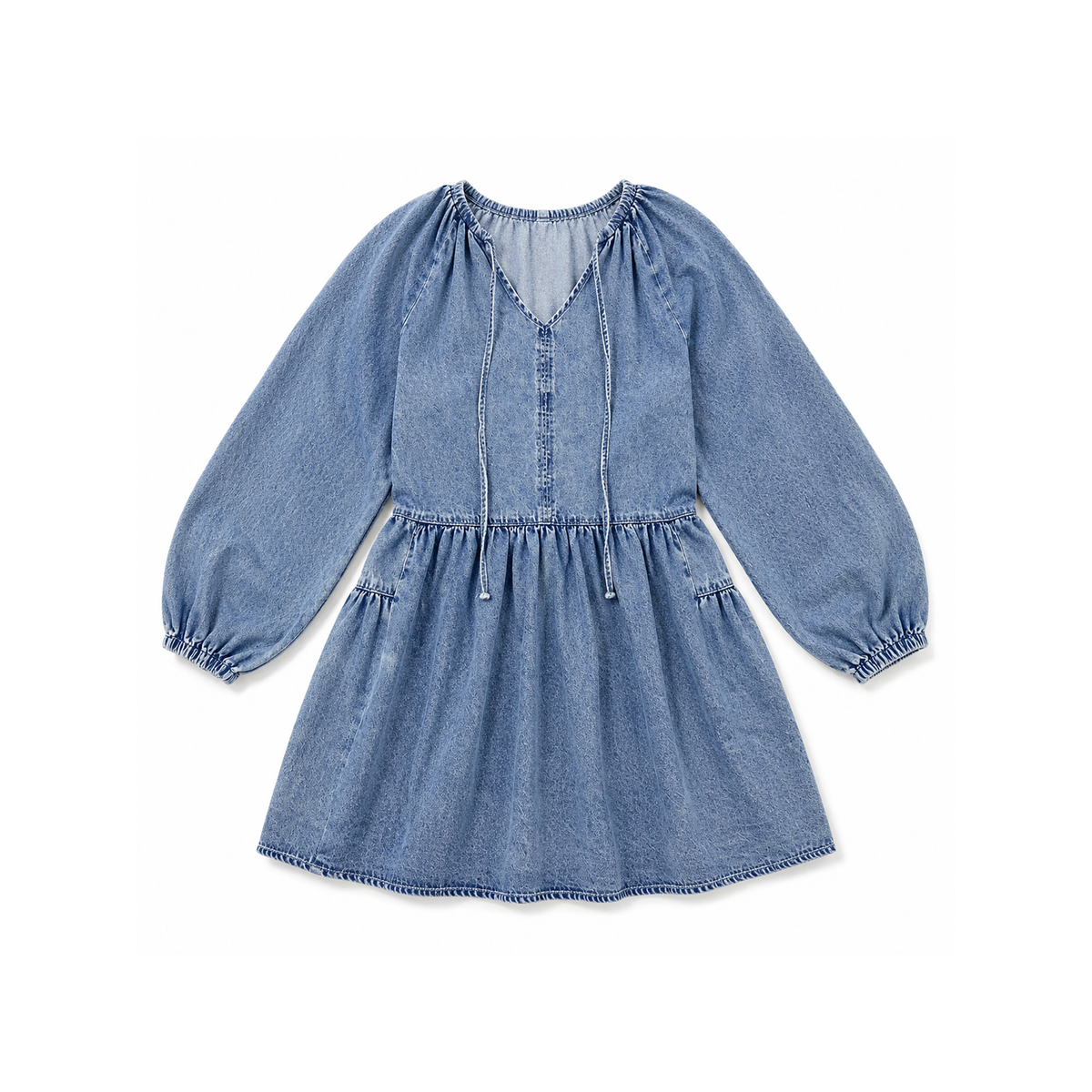 Puff Sleeve Denim Mini Dress