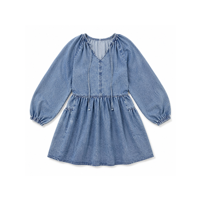 Puff Sleeve Denim Mini Dress