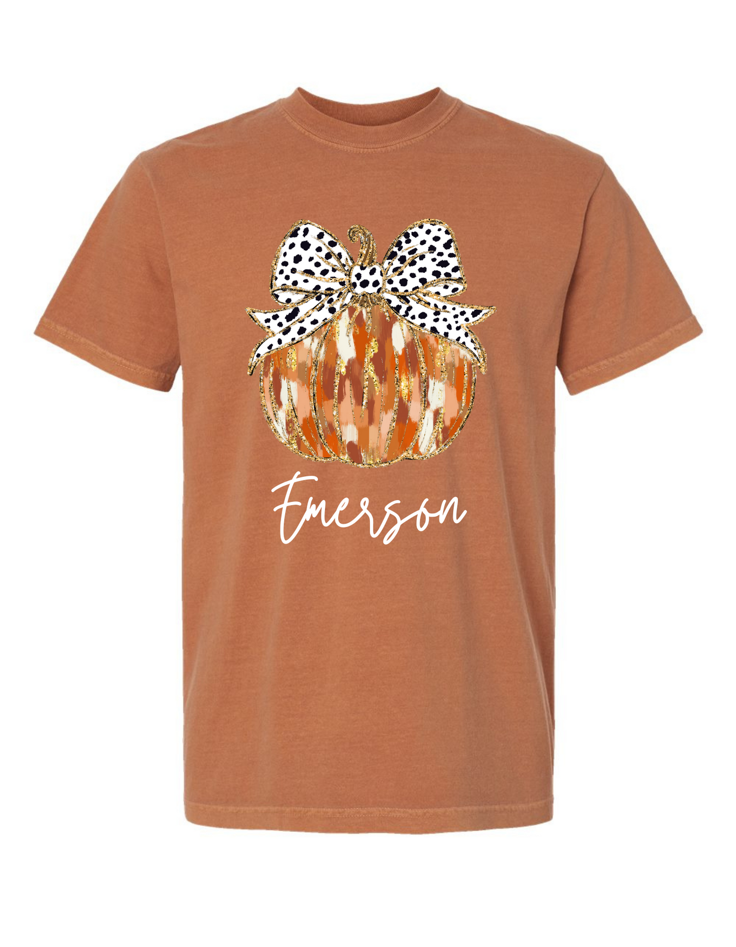 Gold Coquette Pumpkin Comfort Color Tee (Sweatshirts available)