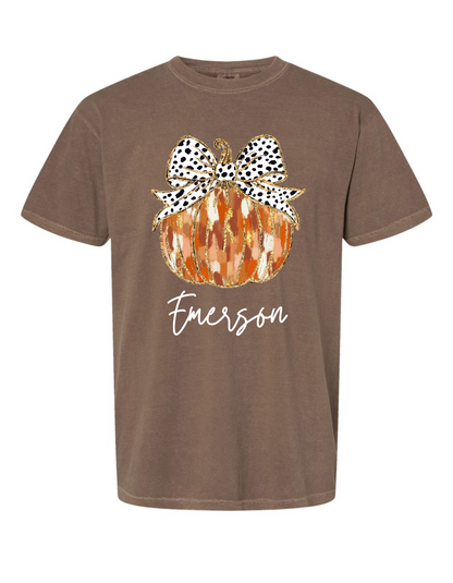 Gold Coquette Pumpkin Comfort Color Tee (Sweatshirts available)