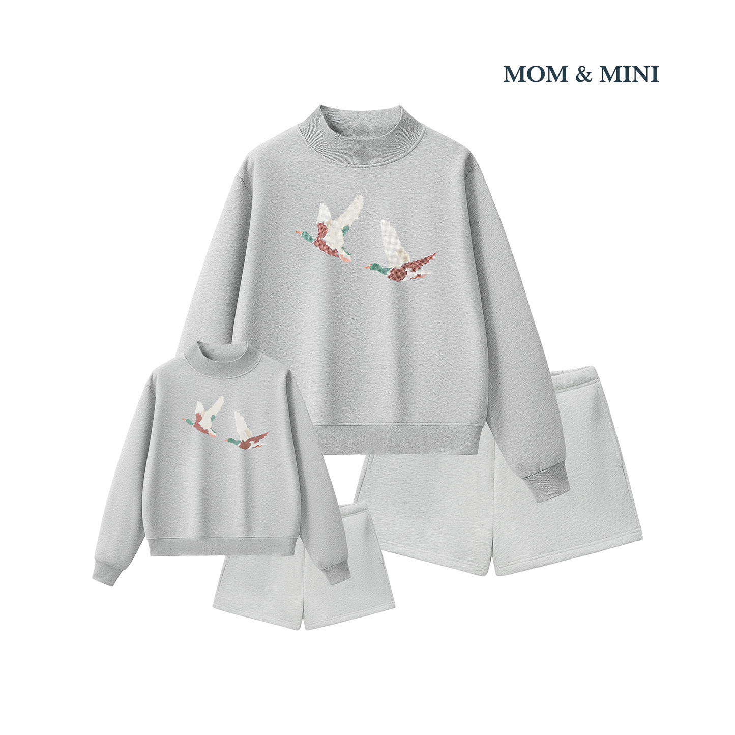 Embroidered Mallard Mockneck Shorts Set | Mom & Mini Set