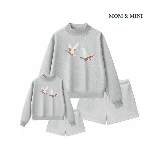 Embroidered Mallard Mockneck Shorts Set | Mom & Mini Set