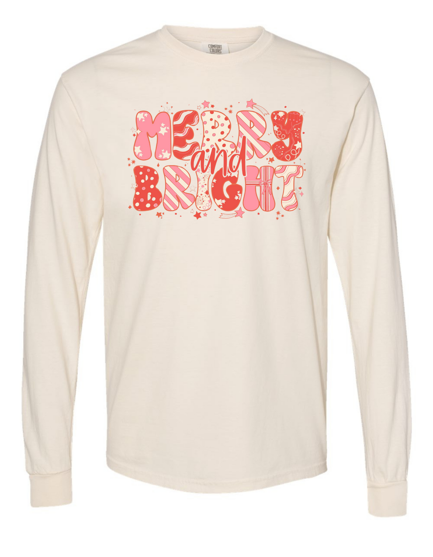 Merry & Bright Comfort Color Long Sleeve Tee