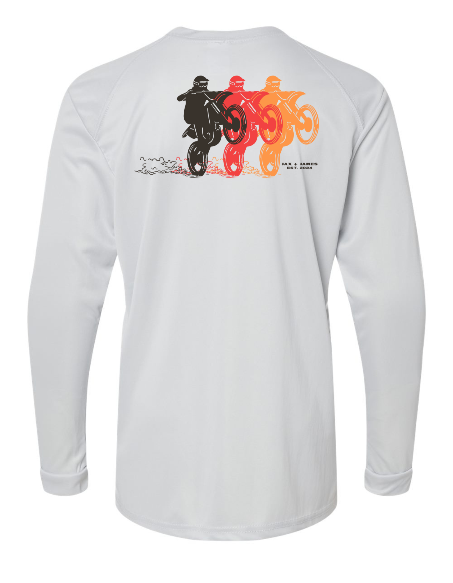 Jax and James Dirt Bike Performance Tee Silver (Relaxed Fit) Long Southern Lifestyle Apparel