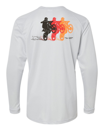 Jax and James Dirt Bike Performance Tee Silver (Relaxed Fit) Long Southern Lifestyle Apparel