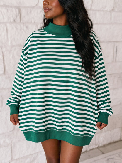 Slow Morning Striped Mock Neck Pullover
