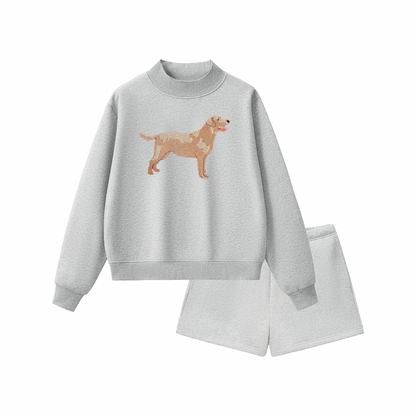 Embroidered Labrador Mockneck Shorts Set