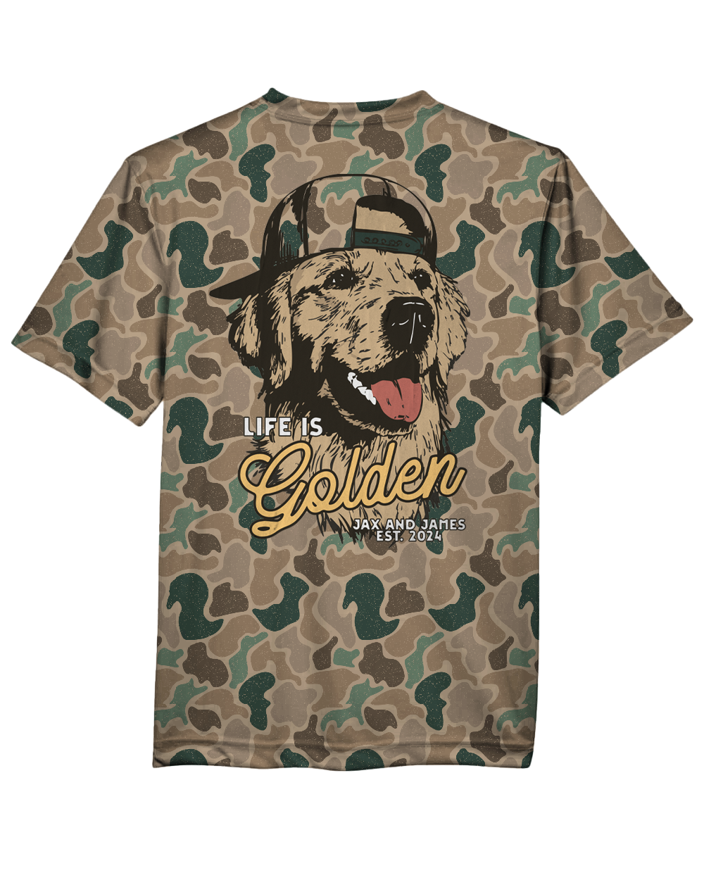 Life is Golden Pocket Graphic Tee | Bayside Camo Performance