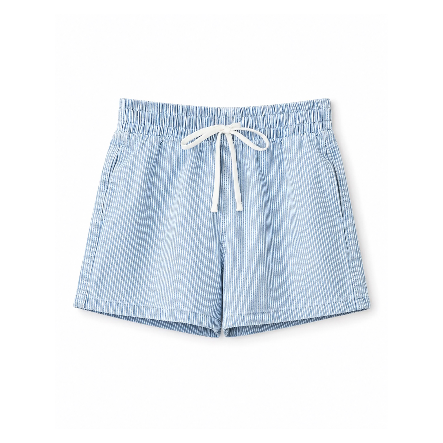Striped Drawstring Shorts – Light Blue