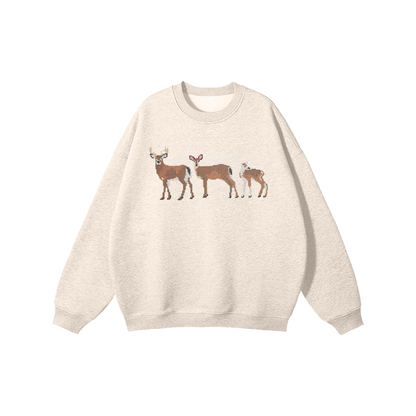 Embroidered Deer Crewneck Sweatshirt