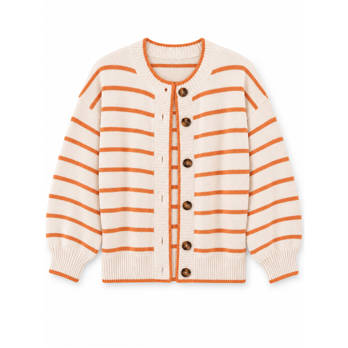 Striped Button-Down Knit Cardigan