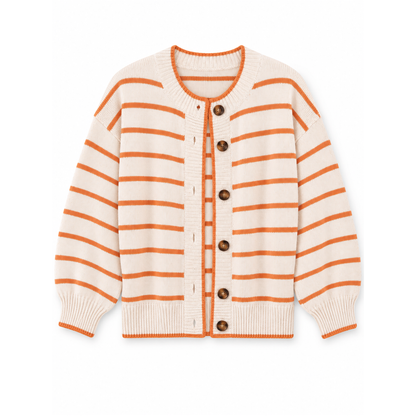 Striped Button-Down Knit Cardigan