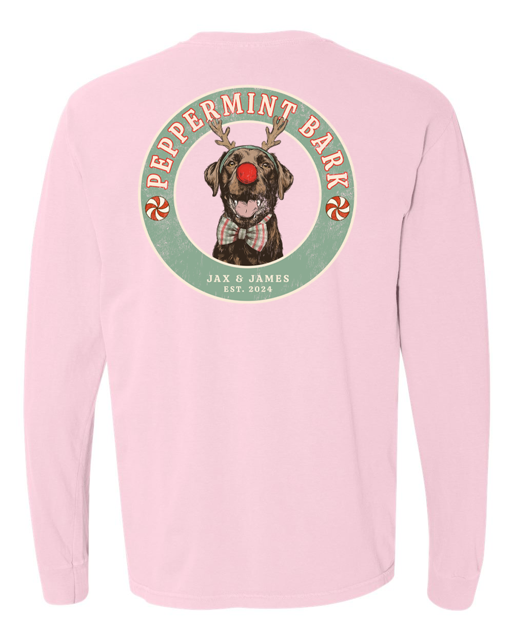 Peppermint Bark Christmas Long Sleeve Graphic Tee