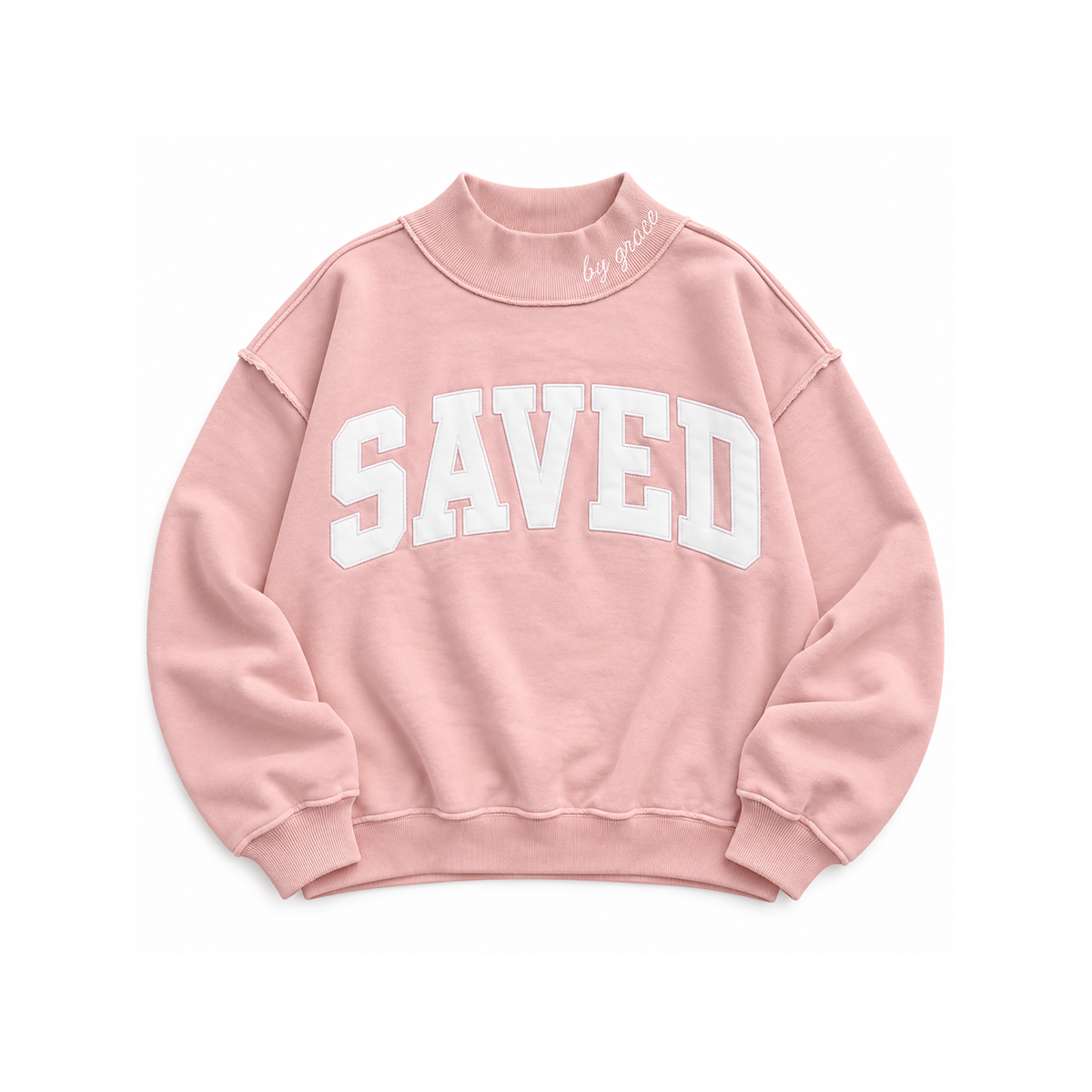 SAVED Mock Neck Pink Sweatshirt