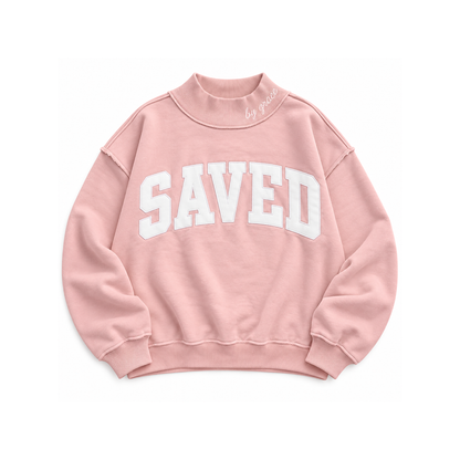 SAVED Mock Neck Pink Sweatshirt