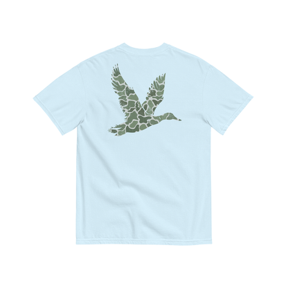 Jax and James Sage Camo Mallard Pocket Tee Light Blue Southern Lifestyle Apparel