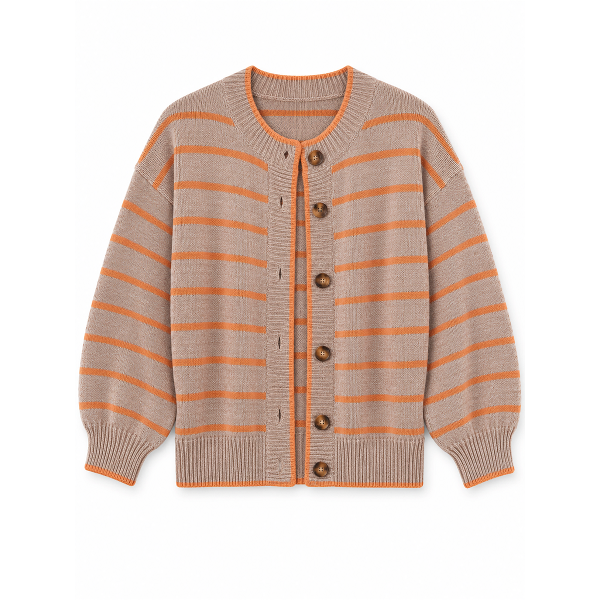 Striped Button-Down Knit Cardigan