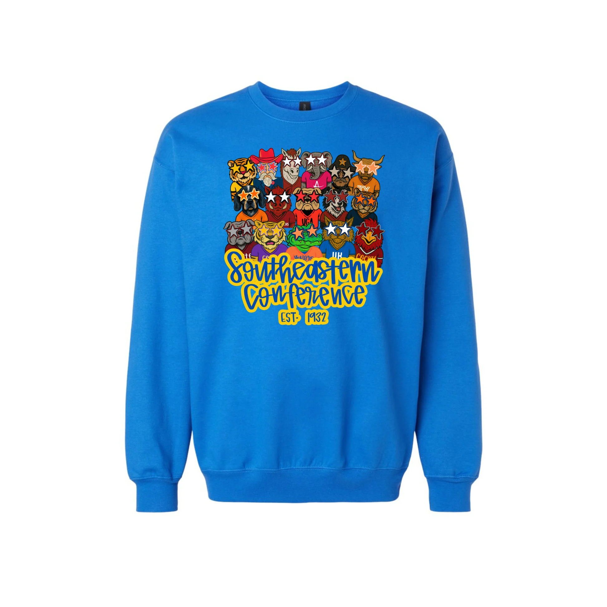 Jax and James Trendy SEC Mascots Sweatshirt Royal Blue Southern Lifestyle Apparel