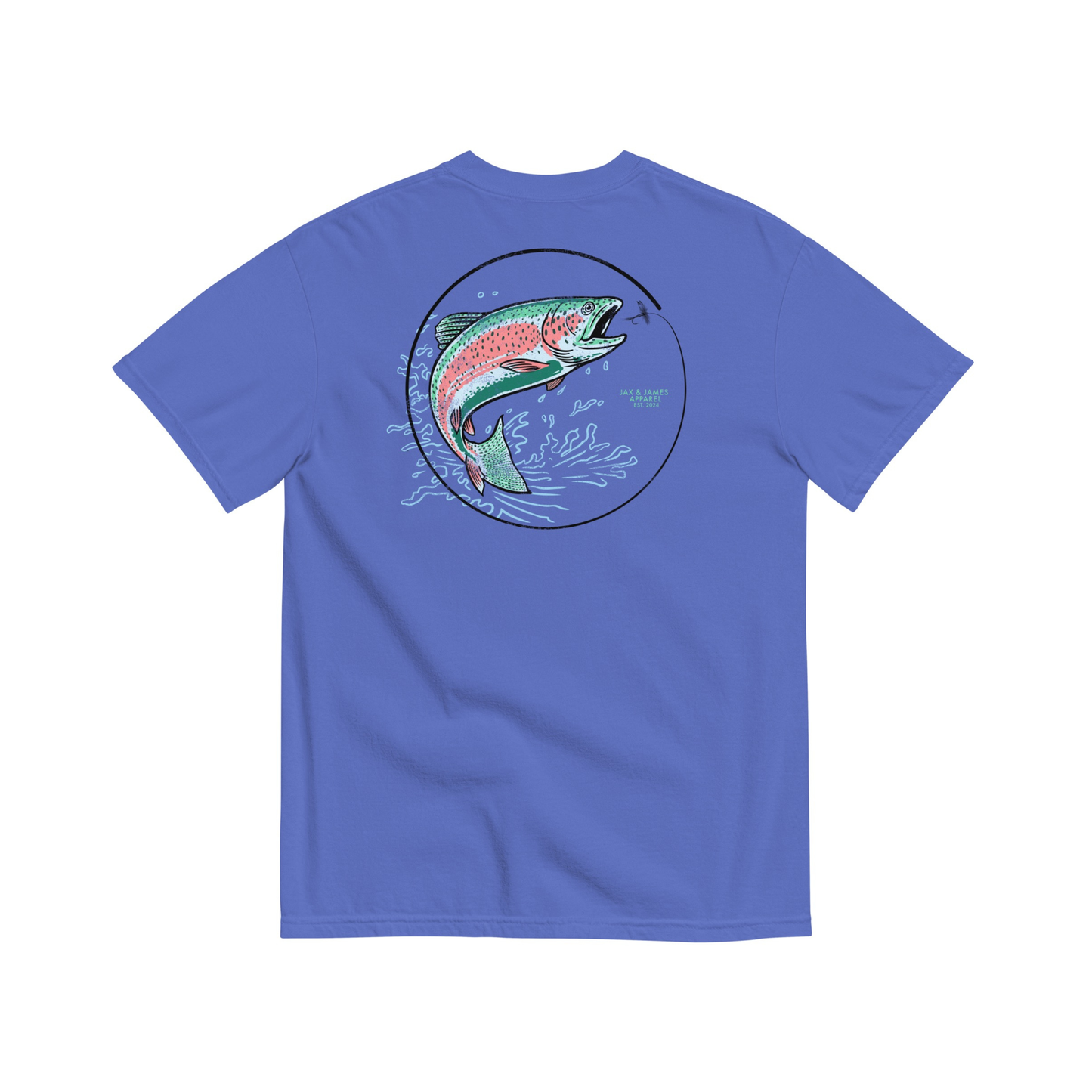 Jax and James Rainbow Trout Tee Flo Blue Southern Lifestyle Apparel