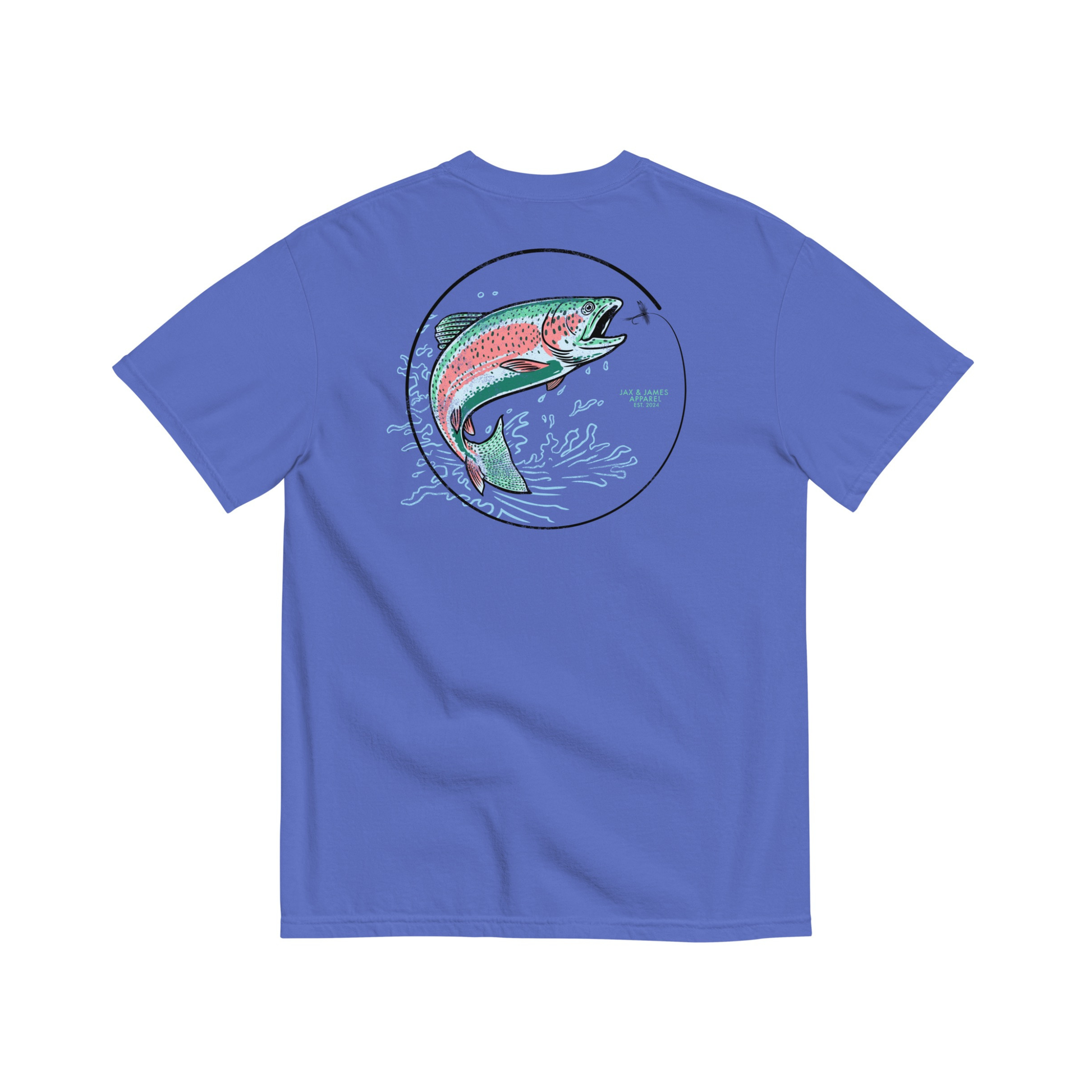 Jax and James Rainbow Trout Tee Flo Blue Southern Lifestyle Apparel