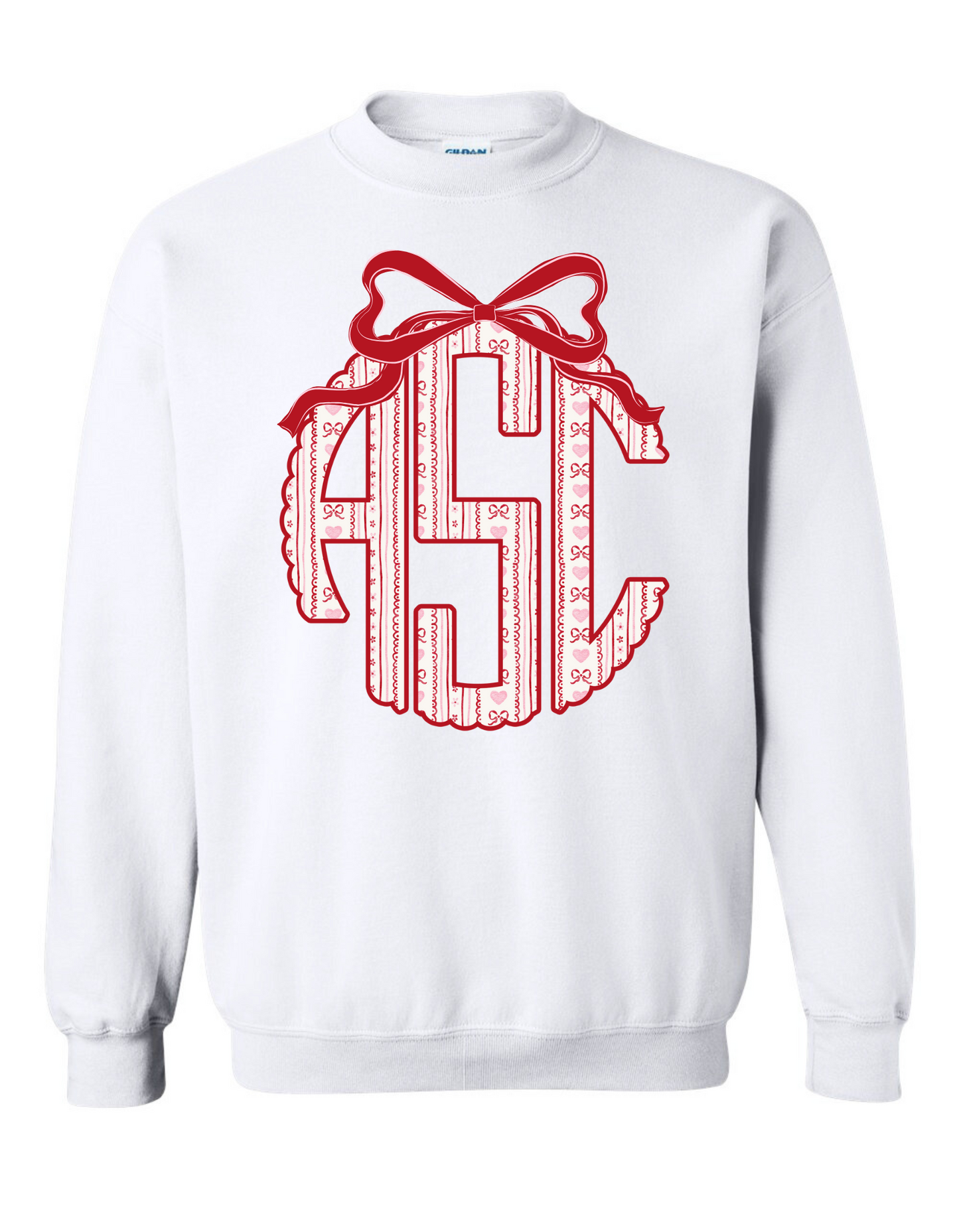 Heartfelt Bow Scallop Monogram Sweatshirt