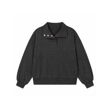 Half Snap Button Sweatshirt
