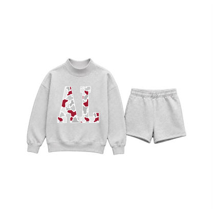 Custom Mockneck Sweatshirt Short Set | State Letters or Arch Design