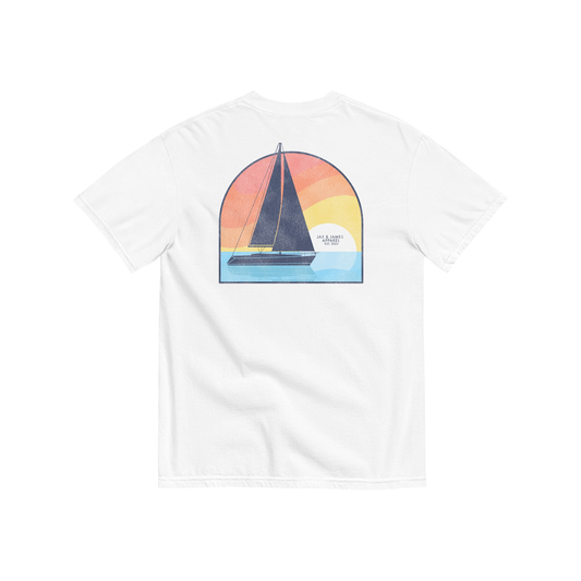 Jax and James Sunset Sailboat Pocket Tee Southern Lifestyle Apparel
