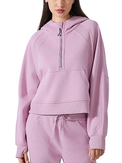 Studio Cropped Half-Zip Hoodie