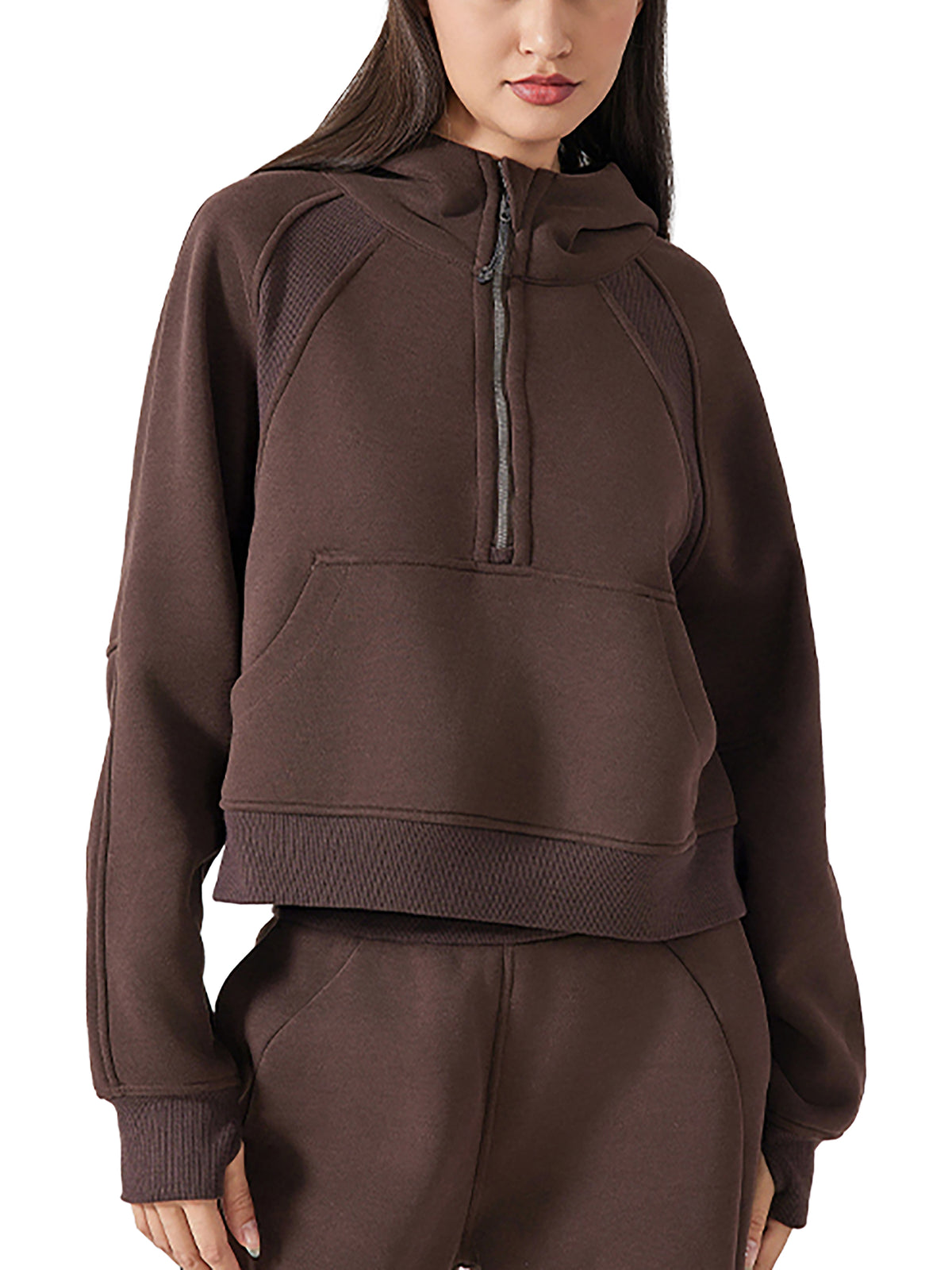 Studio Cropped Half-Zip Hoodie