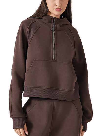 Studio Cropped Half-Zip Hoodie