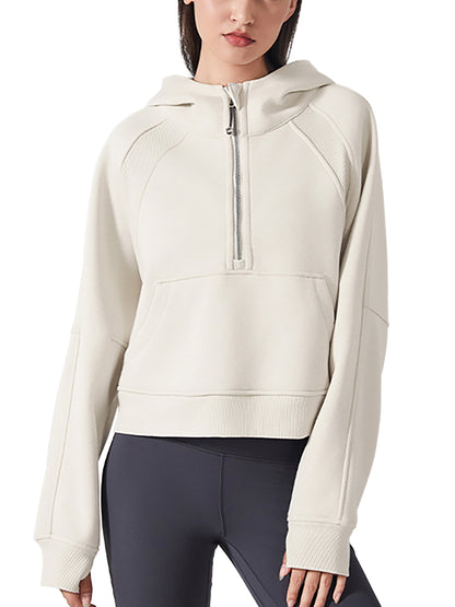 Studio Cropped Half-Zip Hoodie