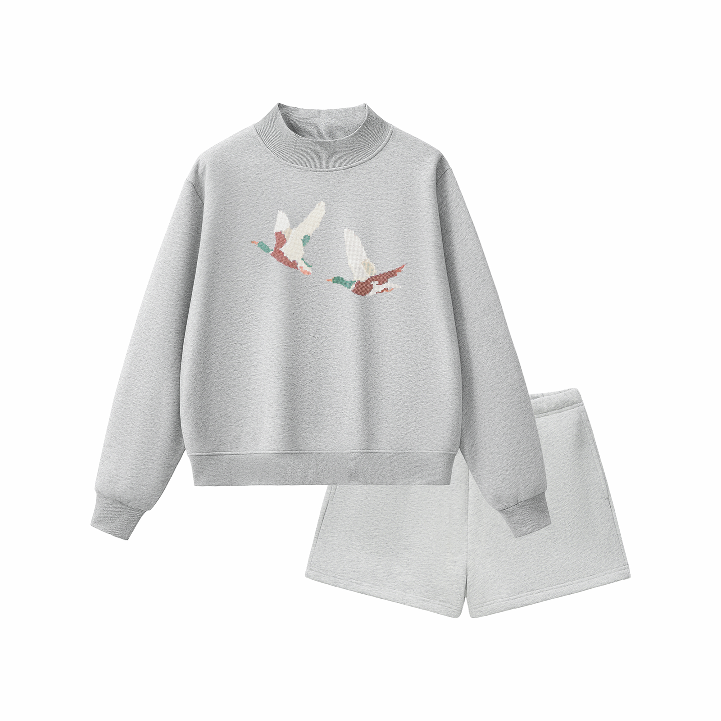 Embroidered Mallard Mockneck Shorts Set | Mom & Mini Set
