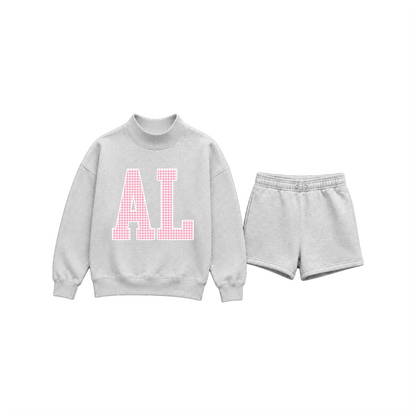 Custom Mockneck Sweatshirt Short Set | State Letters or Arch Design
