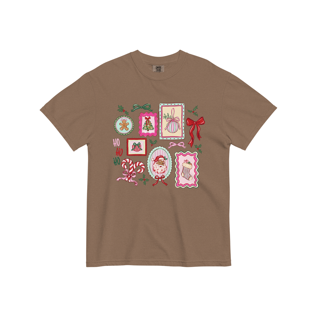 Brown Santa Stamp Collage Tee