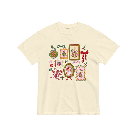 Tan Santa Stamp Collage Tee